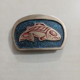 Salmon vintage belt buckle – front view