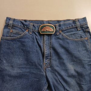 Salmon vintage belt buckle – worn on belt with jeans