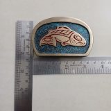 Salmon vintage belt buckle – with ruler for size