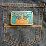 Salt Lake City County Building 1987-1989 vintage belt buckle – on jeans back pocket