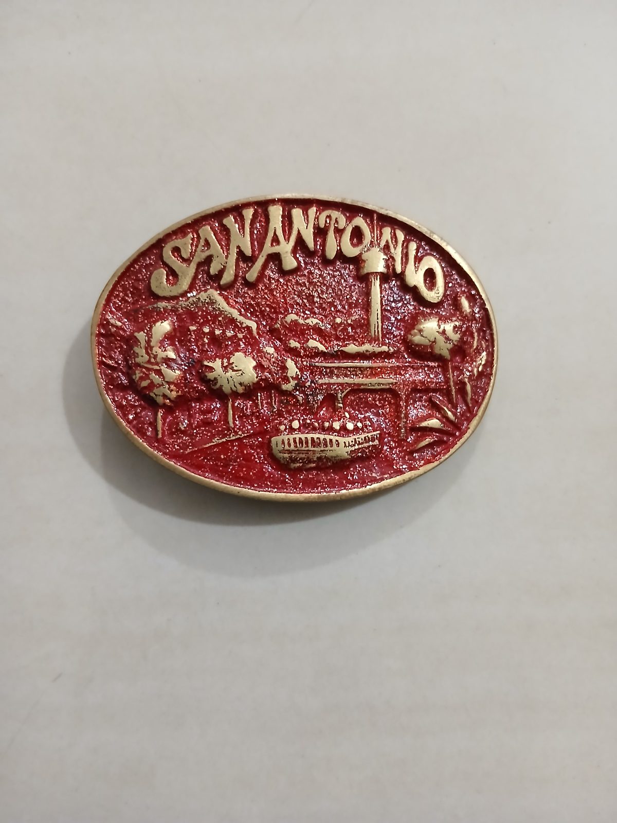 San Antonio Riverwalk Vintage Belt Buckle – Front view San Antonio Riverwalk vintage belt buckle – front view