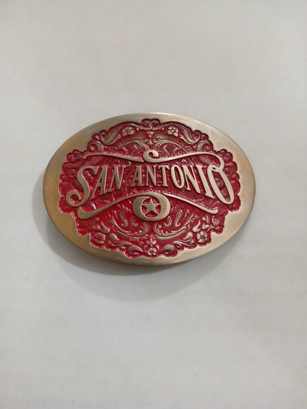 San Antonio Vintage Belt Buckle – Front view San Antonio vintage belt buckle – front view