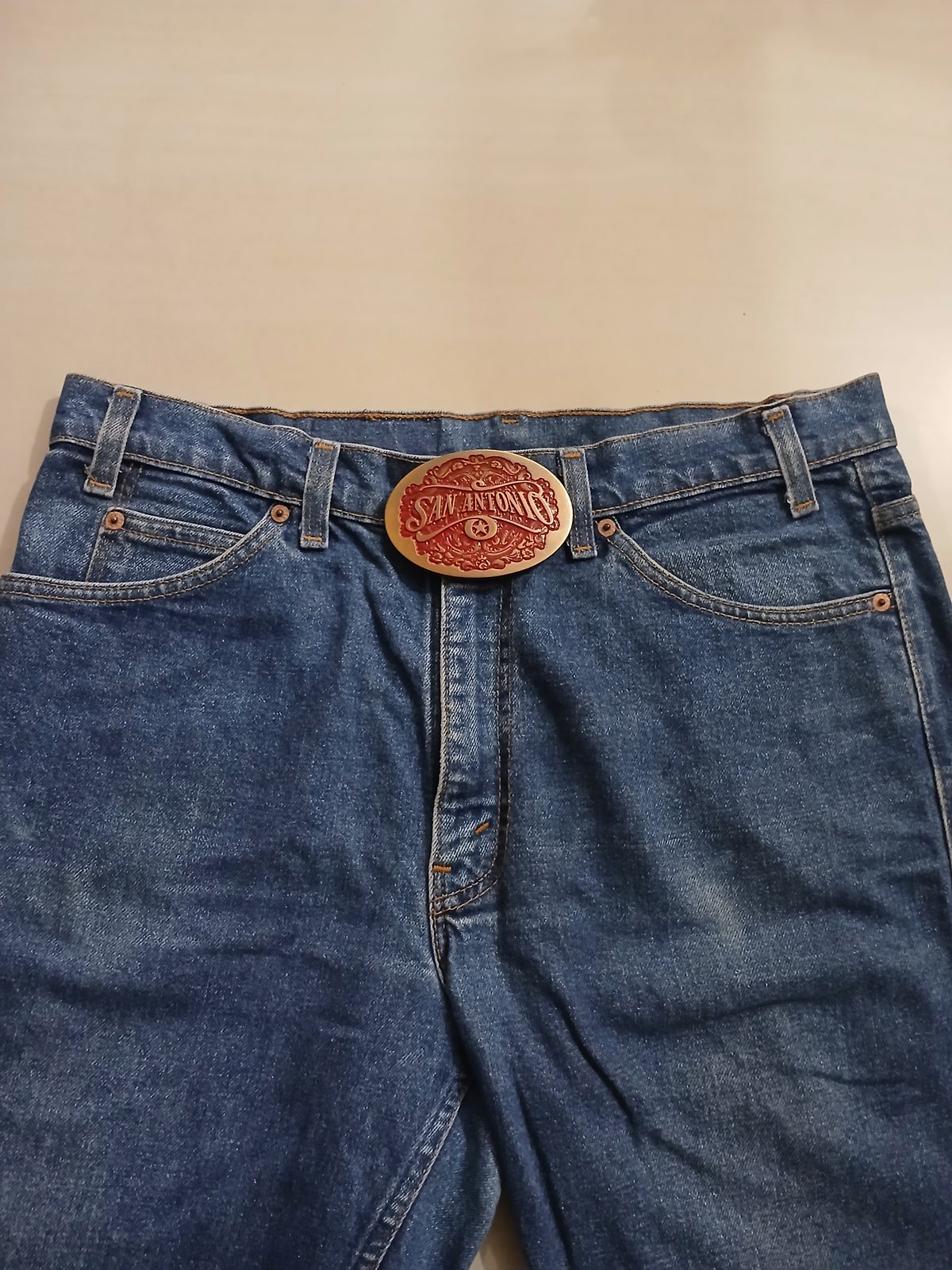 San Antonio Vintage Belt Buckle – Worn on belt with jeans San Antonio vintage belt buckle – worn on belt with jeans
