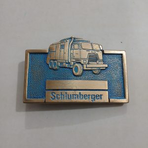 Schlumberger Truck vintage belt buckle – front view