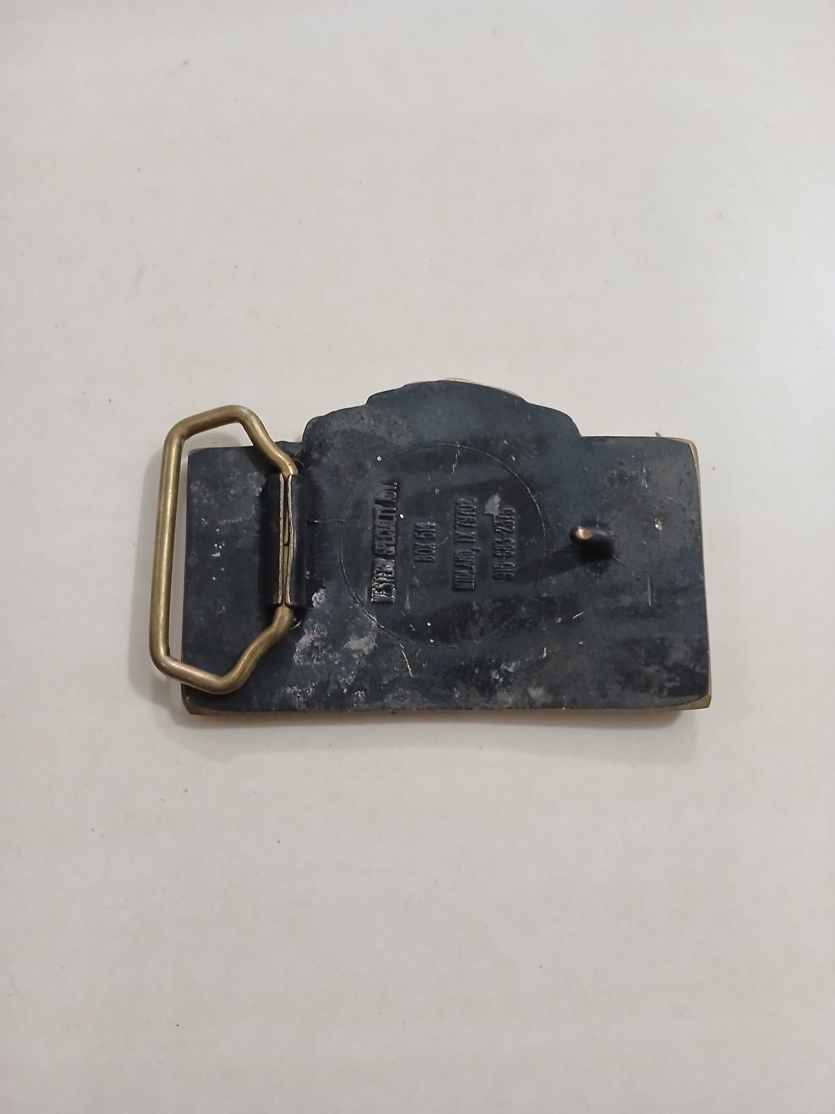 Schlumberger Truck Vintage Belt Buckle – Back view Schlumberger Truck vintage belt buckle – back view