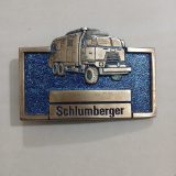 Schlumberger Truck vintage belt buckle – front view