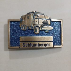 Schlumberger Truck vintage belt buckle – front view