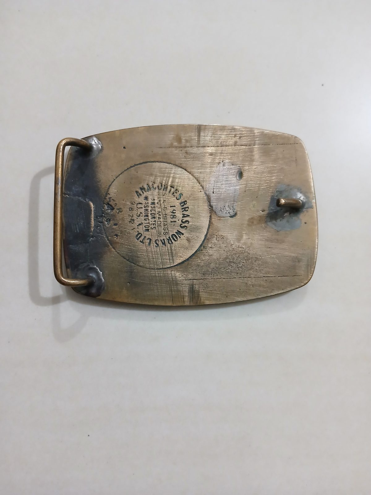 Schlumberger Truck Vintage Belt Buckle – Back view Schlumberger Truck vintage belt buckle – back view