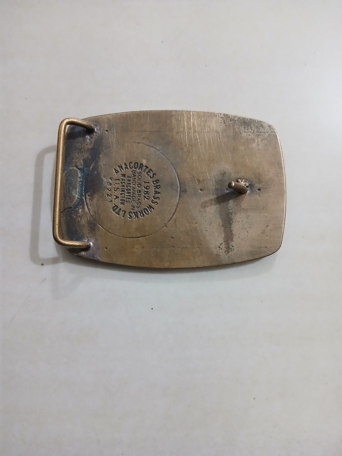 Schlumberger Truck Vintage Belt Buckle – Back view Schlumberger Truck vintage belt buckle – back view