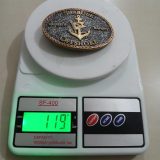 Seabulk Offshore vintage belt buckle – on scale showing weight