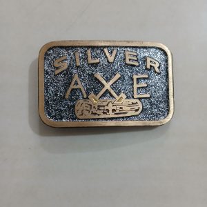 Silver Axe vintage belt buckle – front view