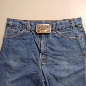 Silver Axe vintage belt buckle – worn on belt with jeans
