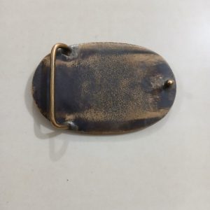 Silver Wheel Freightlines vintage belt buckle – back view