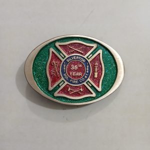 Silverton Vol Fire Co 35th Year vintage belt buckle – front view