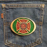 Silverton Vol Fire Co 35th Year vintage belt buckle – on jeans back pocket