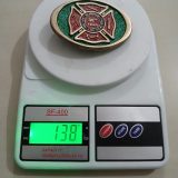 Silverton Vol Fire Co 35th Year vintage belt buckle – on scale showing weight