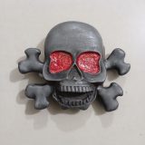 Skull Crossbones vintage belt buckle – front view