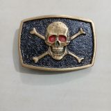 Skull Crossbones vintage belt buckle – front view