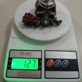 Skull Rose vintage belt buckle – on scale showing weight