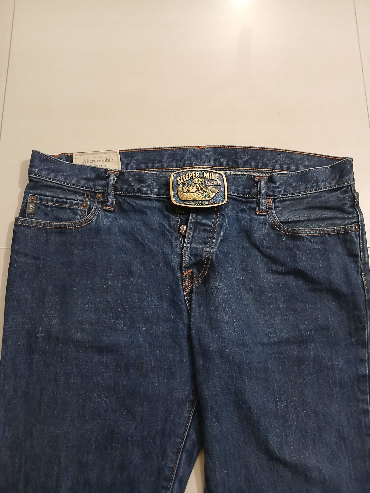 Sleeper Mine AMAX Winnemucca Nevada Vintage Belt Buckle – Worn on belt with jeans Sleeper Mine AMAX Winnemucca Nevada vintage belt buckle – worn on belt with jeans