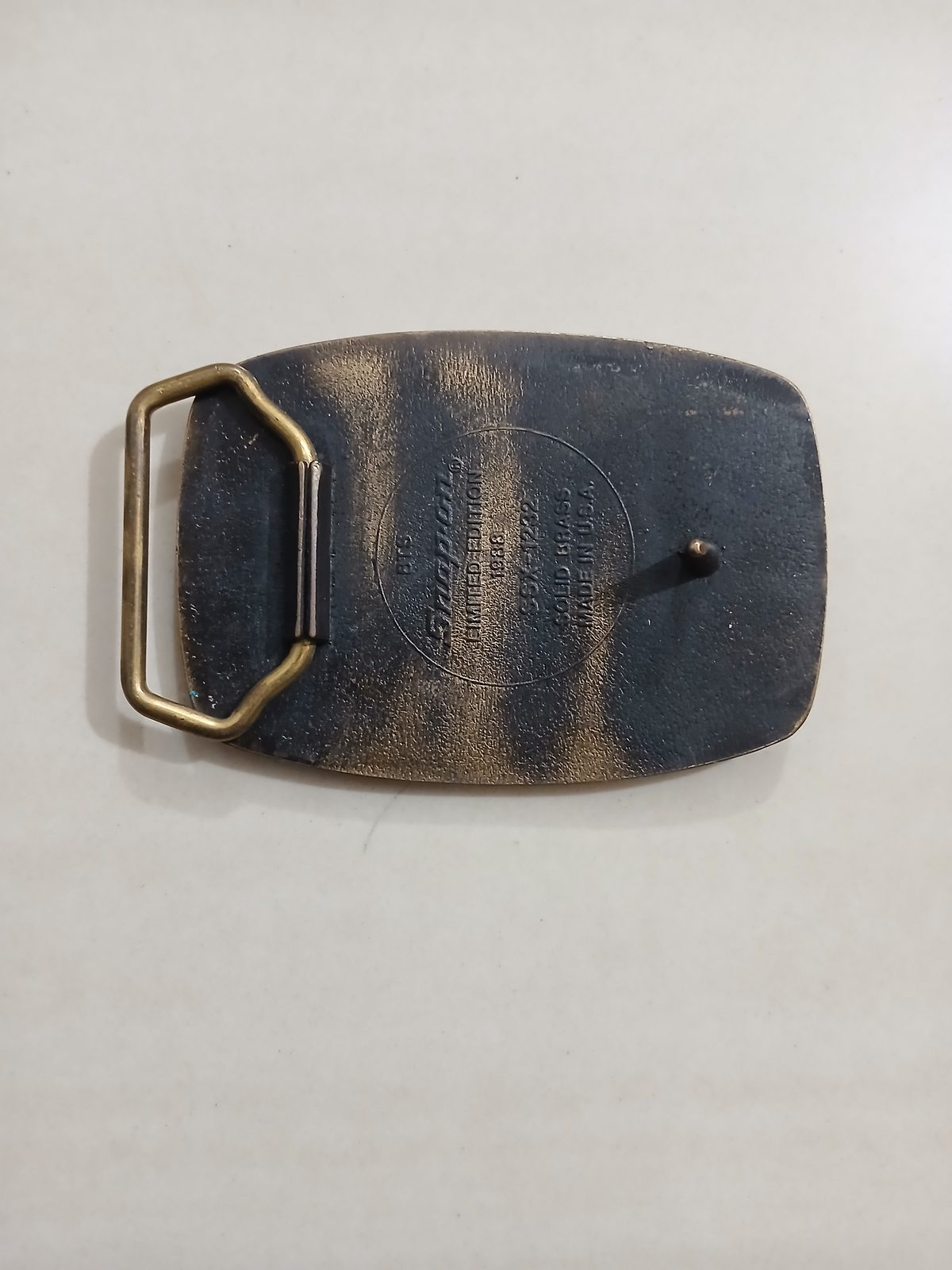 Snap-on Leading The Way Vintage Belt Buckle – Back view Snap-on Leading The Way vintage belt buckle – back view