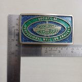Society of Professional Well Log Analysts vintage belt buckle – with ruler for size