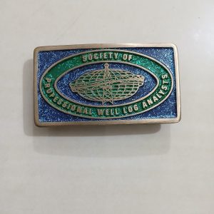 Society of Professional Well Log Analysts vintage belt buckle – front view