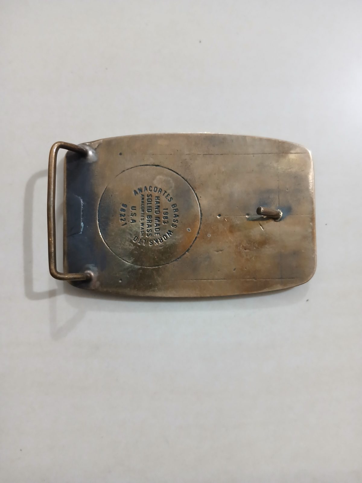 Sohio Beaufort Sea Drilling Vintage Belt Buckle – Back view Sohio Beaufort Sea Drilling vintage belt buckle – back view