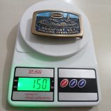 Sohio Beaufort Sea Drilling vintage belt buckle – on scale showing weight