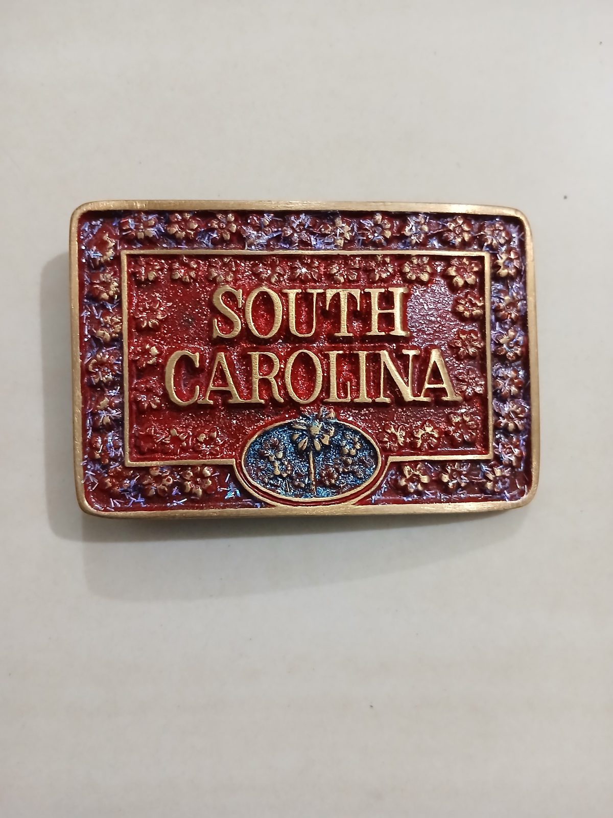 South Carolina Vintage Belt Buckle – Front view South Carolina vintage belt buckle – front view