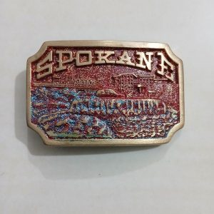 Spokane vintage belt buckle – front view