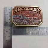Spokane vintage belt buckle – with ruler for size