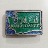 Square Dance Washington vintage belt buckle – front view