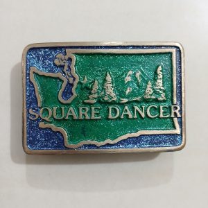 Square Dance Washington vintage belt buckle – front view