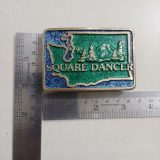 Square Dance Washington vintage belt buckle – with ruler for size