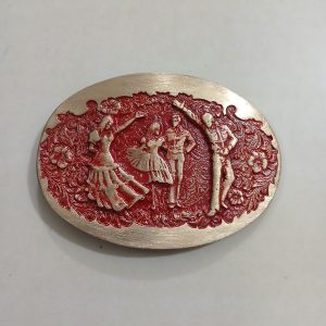 Square Dancers vintage belt buckle – front view