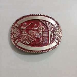 Square Dancers vintage belt buckle – front view