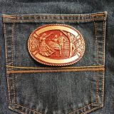 Square Dancers vintage belt buckle – on jeans back pocket