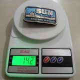 Sun Eastern Sun Tanker vintage belt buckle – on scale showing weight