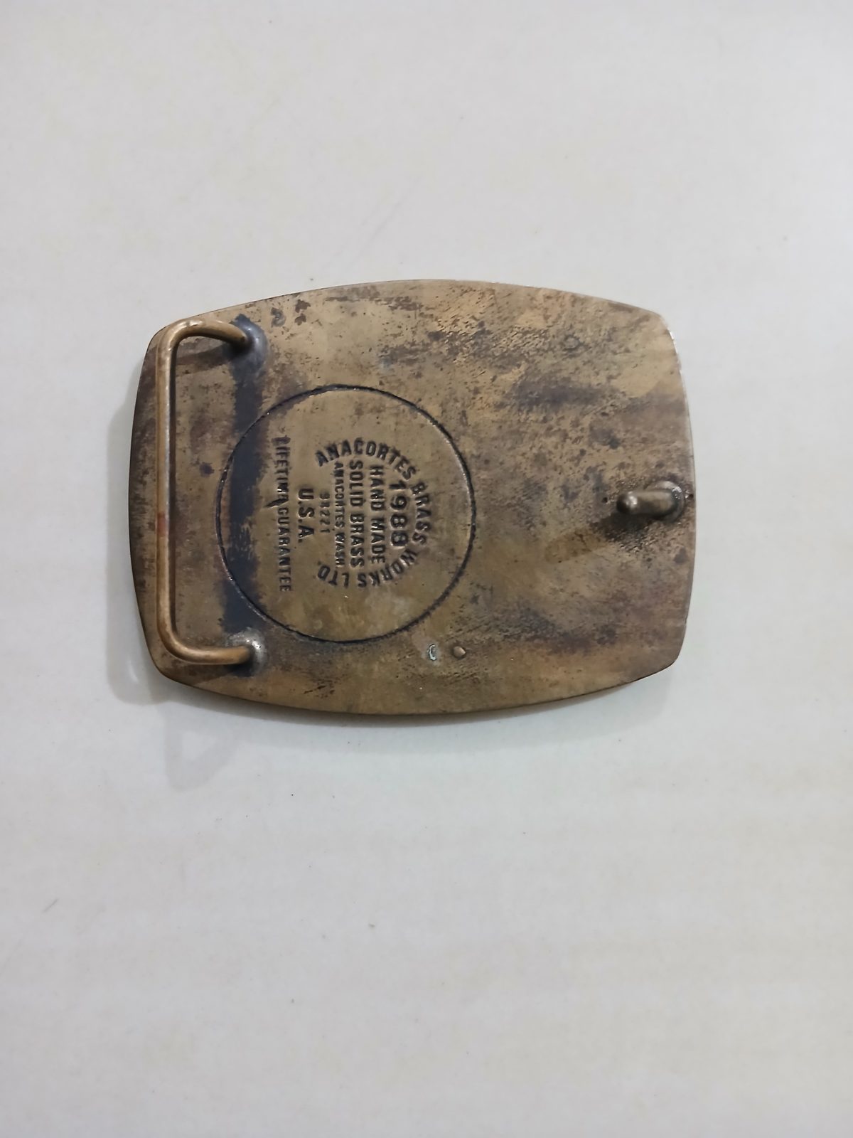 Sunflower Electric Power Vintage Belt Buckle – Back view Sunflower Electric Power vintage belt buckle – back view
