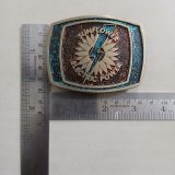 Sunflower Electric Power vintage belt buckle – with ruler for size