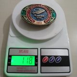 Superior Midwest Energy Terminal 1997 vintage belt buckle – on scale showing weight