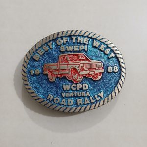 SWEPI Best of the West 1988 Road Rally vintage belt buckle – front view