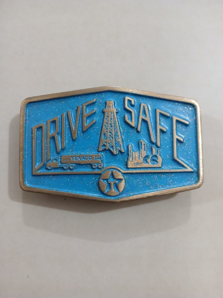 Texaco Drive Safe vintage belt buckle