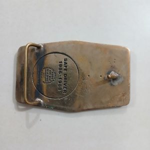 Texaco Drive Safe vintage belt buckle – back view
