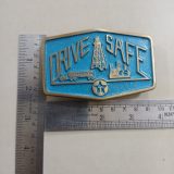 Texaco Drive Safe vintage belt buckle – with ruler for size