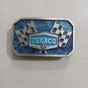 Texaco Racing Flags vintage belt buckle – front view