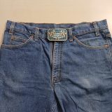Texaco Racing Flags vintage belt buckle – worn on belt with jeans