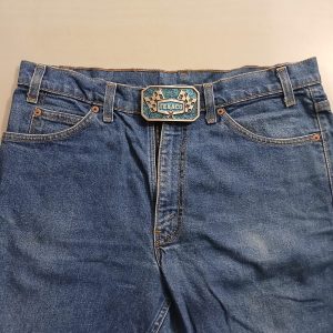 Texaco Racing Flags vintage belt buckle – worn on belt with jeans