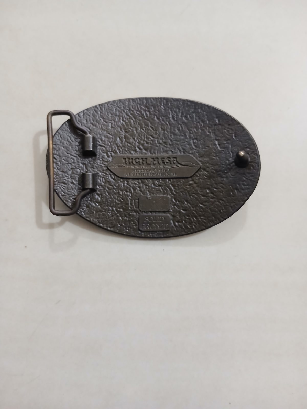 Texas Longhorn Map Vintage Belt Buckle – Back view Texas Longhorn Map vintage belt buckle – back view